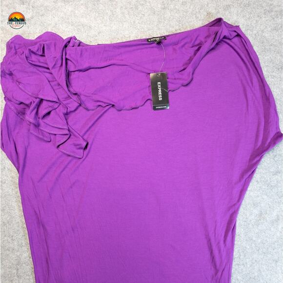 NWT Express Blouse Top Purple Ruffled Shoulder Corpcore Preppy Women's Size M - Picture 3 of 12